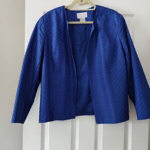 Silk Club Collection Open Front Lined Silk Jacket with Pintuck Detailing XL